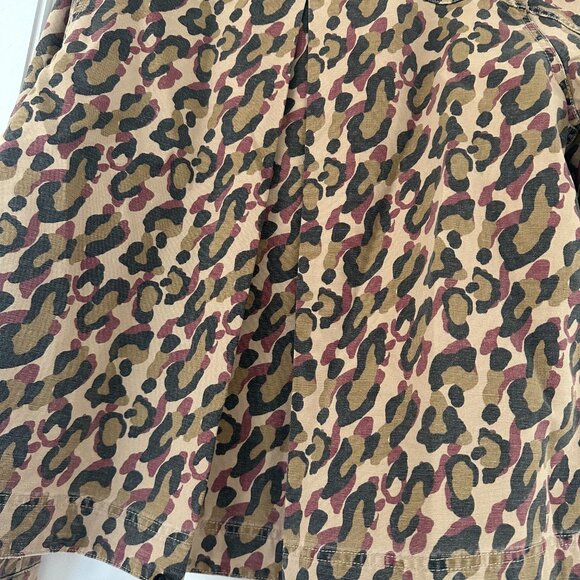 Veronica Beard Military Denim Jacket Leopard Print Sz Large Rugged Distressed - Picture 8 of 10